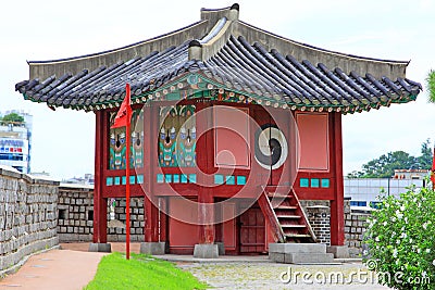 Korea UNESCO World Heritage Sites â€“ Hwaseong Fortress Pavilion Editorial Stock Photo